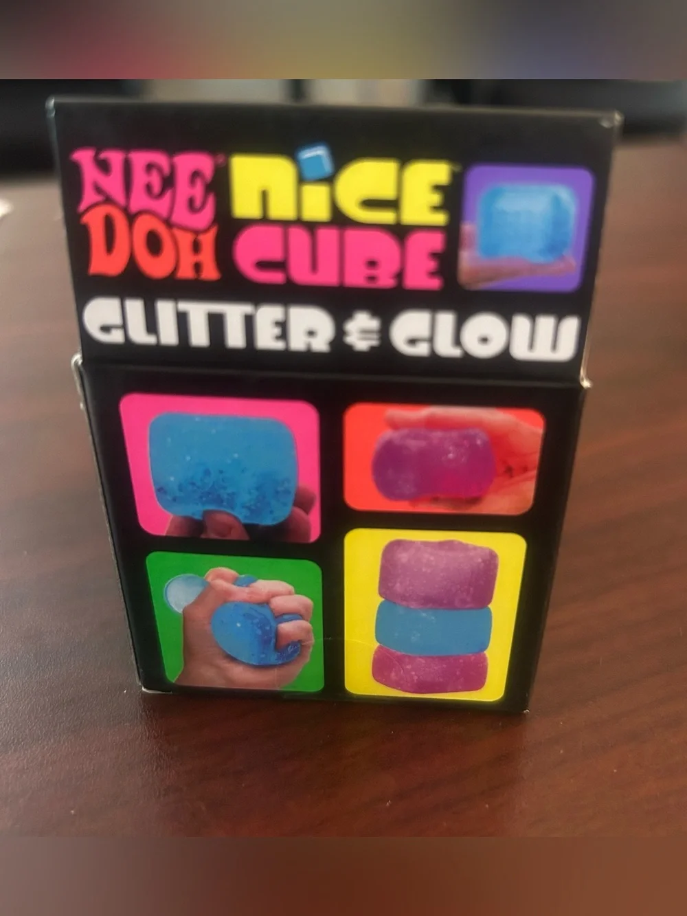 NeeDoh by Schylling - Blue Nice Cube Glitter & Glow Super Solid Squishy